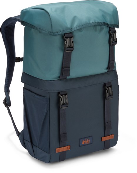 Eco-Friendly Split Pack Cooler Backpack filled with drinks on a hiking trail.