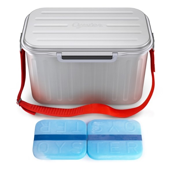 Oyster Tempo cooler in use at the beach, showcasing its lightweight design and spacious interior.