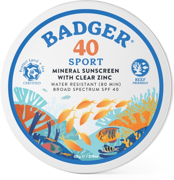 Close-up of Premium Sport Mineral Sunscreen Tin highlighting its zinc oxide formula.