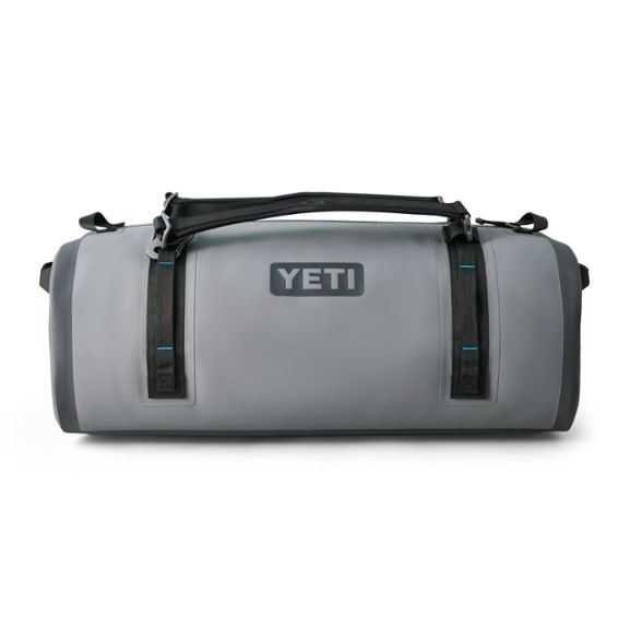 Top-down view of the waterproof duffel packed with gear, highlighting rugged HydroLok™ zipper and lash points