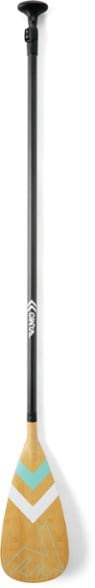 Close-up of carbon fiber paddle shaft texture and grip in sunlight
