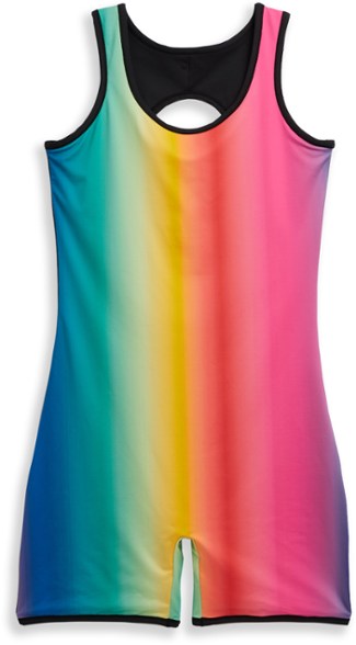 Sporty Reversible One-Piece Swimsuit front view, showcasing the cutout racerback design