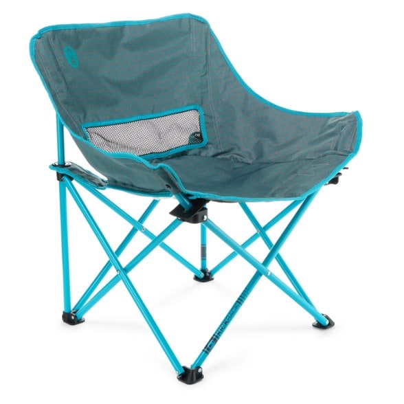 Close-up of the lightweight foldable chair with a steel frame and comfortable seat
