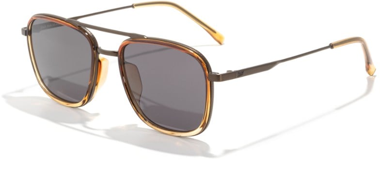 Eco-Sleek Aviator Polarized Sunglasses from the side, showcasing the double bridge design.
