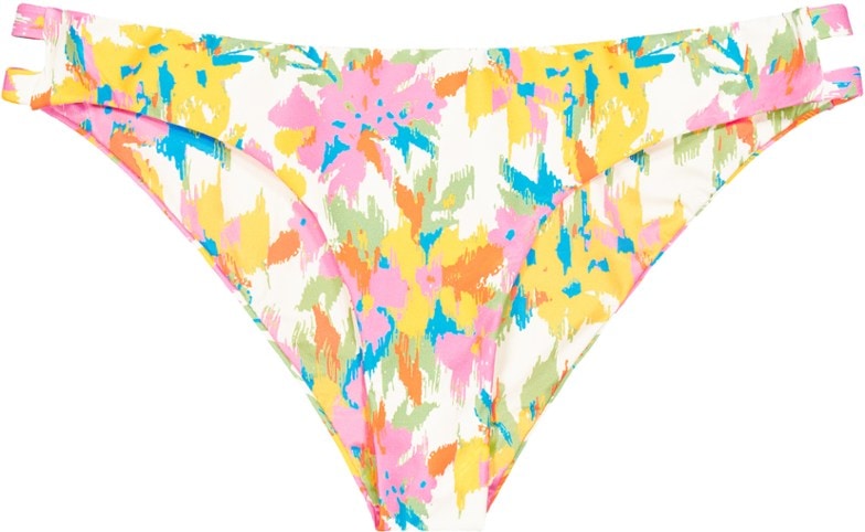 Slim coverage eco bikini bottoms for active women, side view
