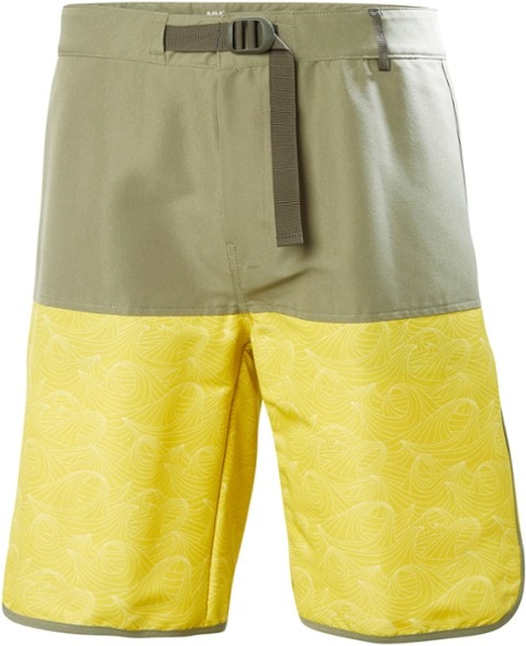 Eco-friendly men's water shorts with a vibrant print, perfect for lakeside activities.