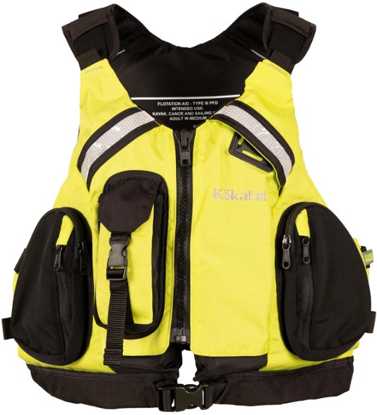 Women's sea kayaking life jacket with adjustable shoulders and reflective tape
